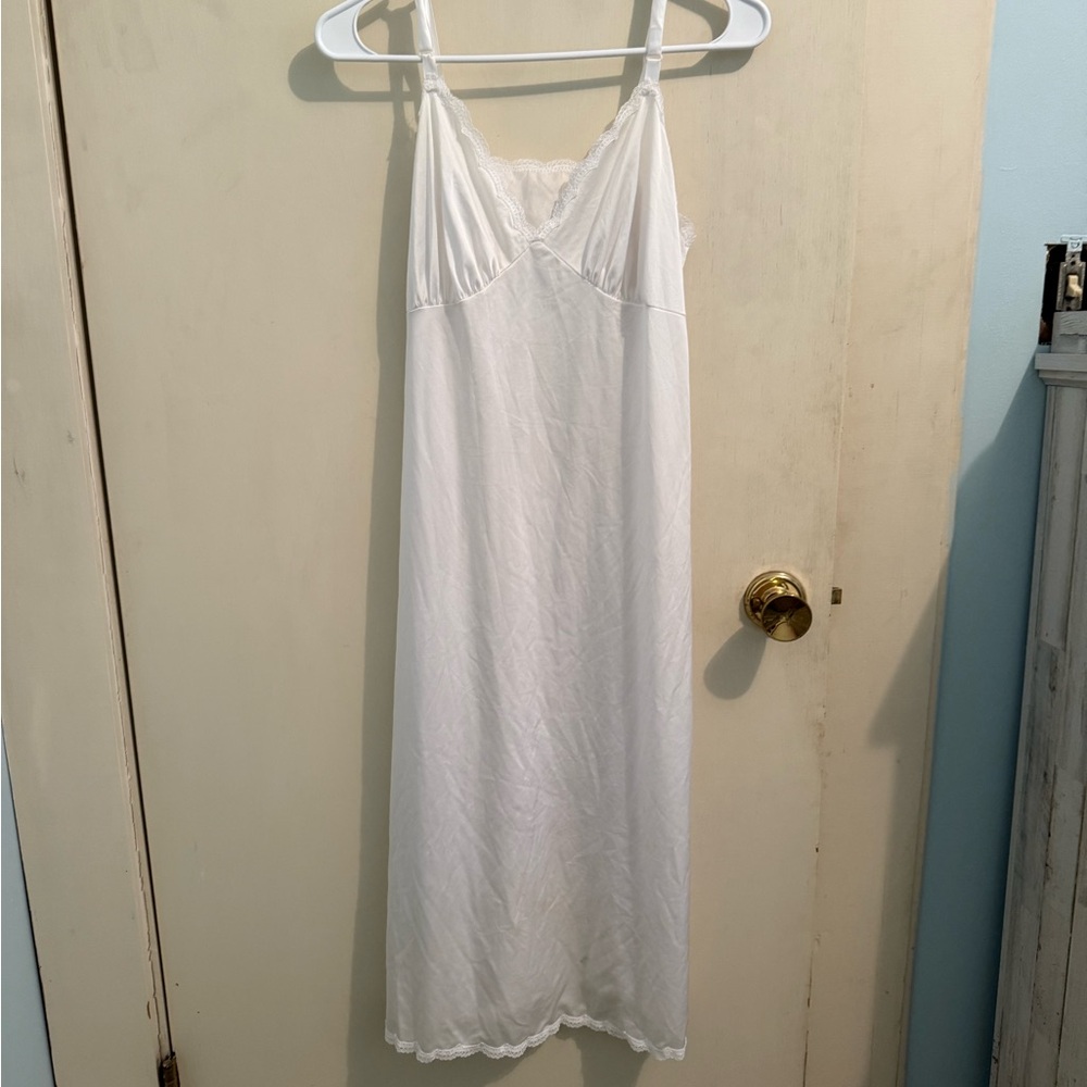 Elegant White Lace Trim Slip